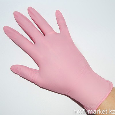 Перчатки нитриловые неопудренные, размер S, 47-50 пар (01 Розовые)