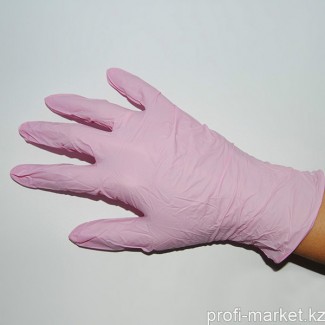Перчатки нитриловые неопудренные, размер M, 47-50 пар (01 Розовые)