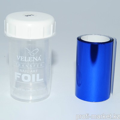 Переводная фольга для дизайна ногтей 1,2м  №144 "Velena" (синяя блестящая)